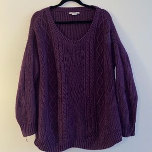 Purple Chunky Sweater - Oversized - Cableknit